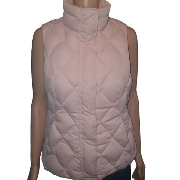 Eddie Bauer Size S Down 650 Fill Women's Pink Full Zip Quilted Insulated VEST - Picture 1 of 12